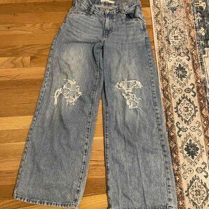 Old Navy Levi's Womens 94 Baggy Wide Leg Ripped Jeans Size 25